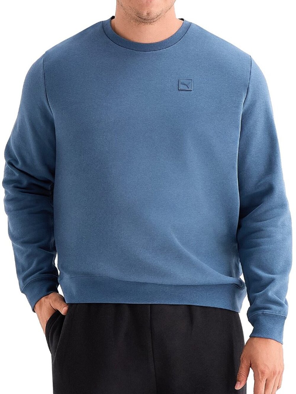 New! Puma Fleece Sweatshirt Crew Neck Big & Tall Men's 4XL 4XLT 5XLT Blue/Gray